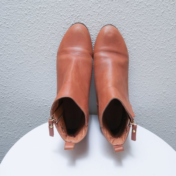 ASOS tan leather zip up boot booties shoes sz. 9 - Picture 5 of 6